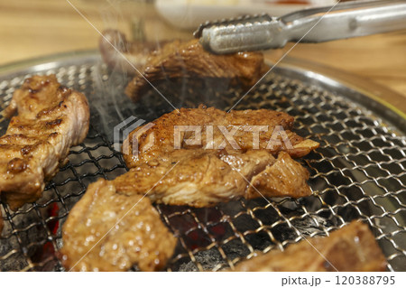 Korean bbq food. Marinated pork ribs 120388795