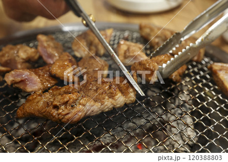 Korean bbq food. Marinated pork ribs 120388803