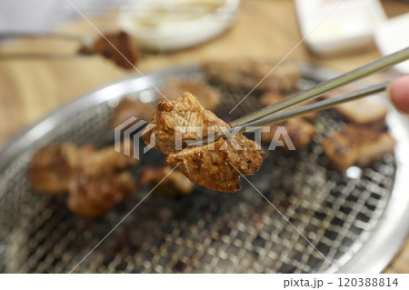 Korean bbq food. Marinated pork ribs 120388814