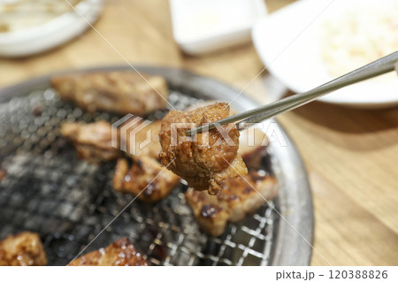 Korean bbq food. Marinated pork ribs 120388826