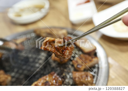 Korean bbq food. Marinated pork ribs 120388827