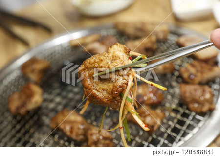 Korean bbq food. Marinated pork ribs 120388831