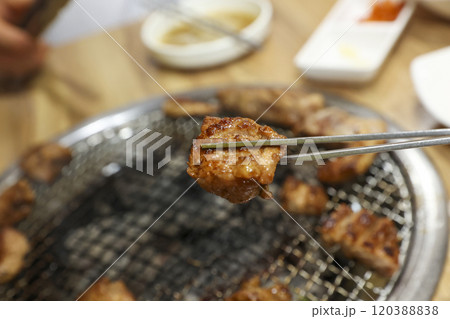 Korean bbq food. Marinated pork ribs 120388838