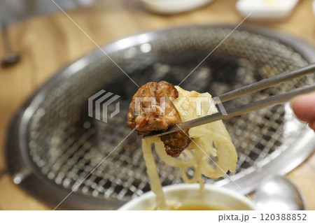Korean bbq food. Marinated pork ribs 120388852