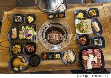 Korean bbq. Grilled beef ribs Korean bbq. Grilled beef ribs 120388934