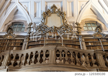 Interior of the Mafra National Palace, Convent and Basilica. Baroque architecture at Mafra north of Lisbon in Portugal. 120389100