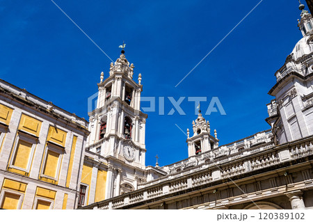 The Mafra National Palace is a monumental baroque and italianized palace-monastery in Mafra, Portugal. The Mafra National Palace is a monumental baroque and italianized palace-monastery in Mafra, Portugal. 120389102