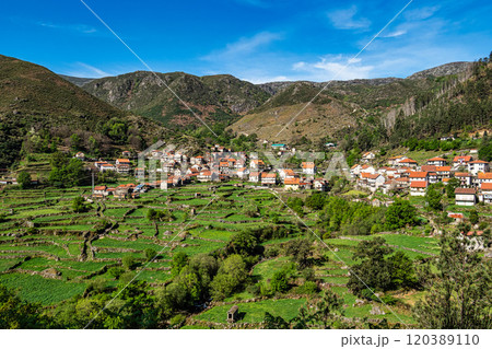 Small village of Roucas with its traditional agricultural, terraced fields at the Peneda Geres National Park in Portugal Small village of Roucas with its traditional agricultural, terraced fields at the Peneda Geres National Park in Portugal 120389110