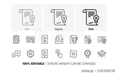 Decline, Cancel and Dislike. Reject line icons. Disapprove linear icon set. Line icons set. Vector Decline, Cancel and Dislike. Reject line icons. Disapprove linear icon set. Line icons set. Vector 120389238