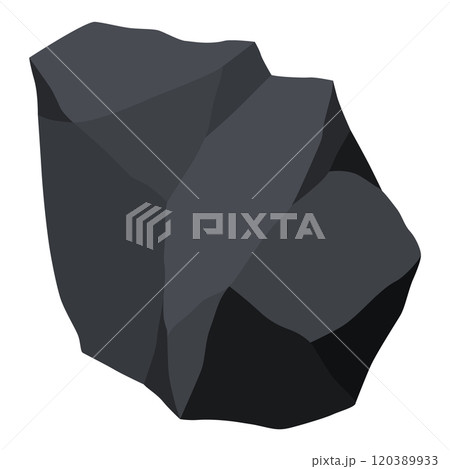 Coal black mineral resources. Pieces of fossil stone. Polygonal shape. Black rock stone of graphite or charcoal. Energy resource charcoal icon 120389933