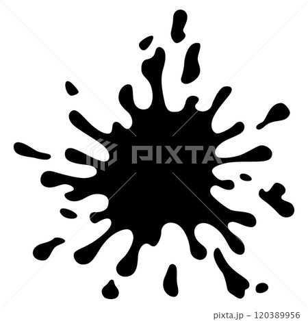 Paint blot. Creative isolated paint brush stroke or spot. Ink smudge abstract shape stain texture. Grunge design element 120389956