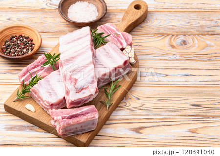 Raw Pork ribs photography . Top view 120391030