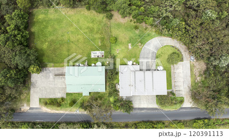 Community service buildings located side by side in the mountains Community service buildings located side by side in the mountains 120391113