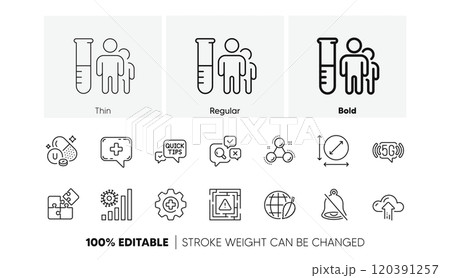 Mute, Maze attention and Medicine line icons. Pack of Quick tips, Cloud upload, Puzzle icon. Inspect, Vitamin u, Coronavirus statistics pictogram. 5g wifi, Medical chat, Medical analyzes. Vector 120391257