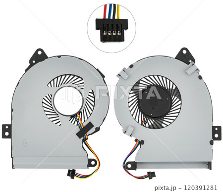Fan, active cooling system, laptop spare part, on white background in insulation 120391281