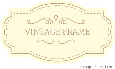 Vintage frame with elegant ornaments adding a touch of classic style, perfect for invitations, labels, or scrapbooking projects, featuring a cream background and swirling flourishes 120391526