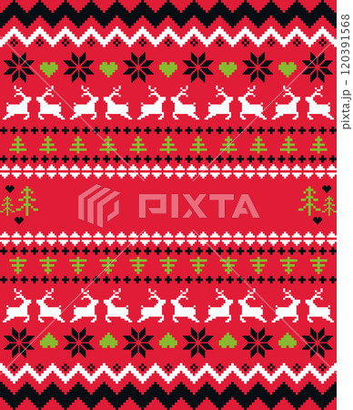 Ugly Christmas Sweater T-shirt Design, Cutting Machine file, Souvenir products Xmas design with copy space for text. Red background 120391568