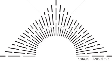 Captivating semicircular lines on white background create modern, minimal design with elegant black and white contrast. Perfect for posters, banners, or website backgrounds 120391897
