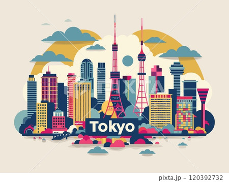 Tokyo City Beautiful Vector Illustration for Postcards, Web Sites and Your Design 120392732