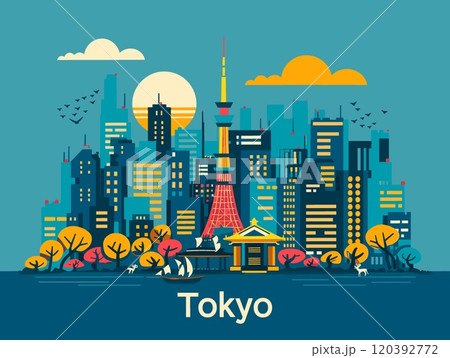 Tokyo City Beautiful Vector Illustration for Postcards, Web Sites and Your Design Tokyo City Beautiful Vector Illustration for Postcards, Web Sites and Your Design 120392772