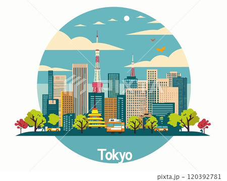 Tokyo City Beautiful Vector Illustration for Postcards, Web Sites and Your Design 120392781