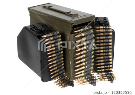 ammunition belts with cartridges in ammunition boxes ammunition belts with cartridges in ammunition boxes 120393550