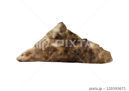 Pile of soil. Watercolor hand drawn illustration isolated on background. Agriculture, organic gardening, planting or ecology. Environmental, earth day. For designers, postcards, greetings, birthday 120393671