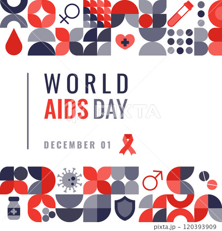 World AIDS Day square geometric style design World AIDS Day square geometric style design 120393909