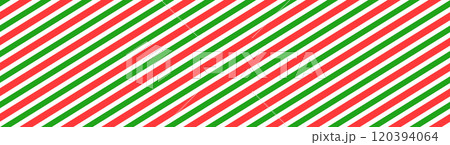 Seamless candy stripe pattern with diagonal red and green lines. Cane pattern with peppermint texture. Flat vector illustration isolated Seamless candy stripe pattern with diagonal red and green lines. Cane pattern with peppermint texture. Flat vector illustration isolated 120394064