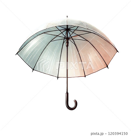 黒背景で際立つ透明な傘の水彩風イラスト - 高級感と洗練を兼ね備えたデザイン素材 120394150