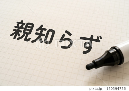 親知らずと書かれたノートとマーカー 親知らずと書かれたノートとマーカー 120394736