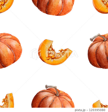 watercolor Seamless pattern of Pumpkins 120395080