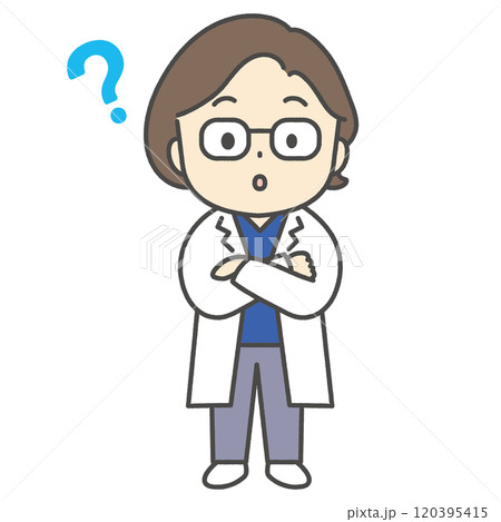 質問する女性医師　キャラクターイラスト　アイコン 120395415