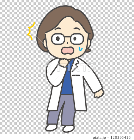 驚訝的女醫生人物插畫圖標 驚訝的女醫生人物插畫圖標 120395416