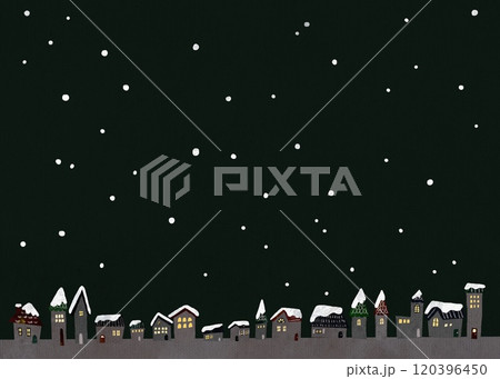 雪の降る街の夜景の冬イメージ背景イラスト 雪の降る街の夜景の冬イメージ背景イラスト 120396450