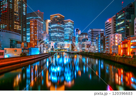 大阪の水辺の夜景 筑前橋 大阪の水辺の夜景 筑前橋 120396683