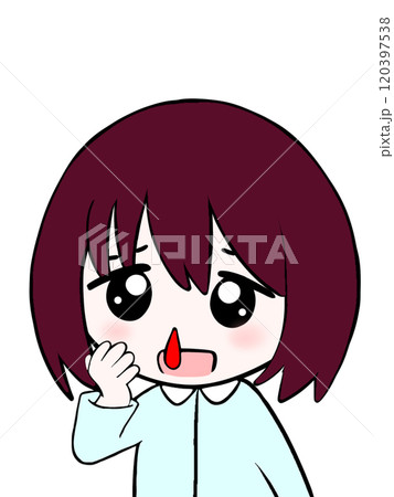 鼻血を出している女の子　子供　体調不良　病気 120397538