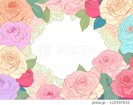 薔薇のフレームイラスト素材, 薔薇のフレームイラスト素材, 120397632