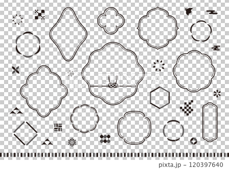 Set of simple Japanese-style frames (monochrome without text) 120397640