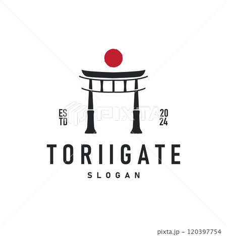 Torii Gate Logo Design Vector Minimalist Illustration Template 120397754