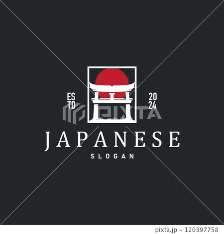 Torii Gate Logo Design Vector Minimalist Illustration Template 120397758