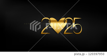 A dazzling array heralds Happy New Year 2025, showcasing vibrant numbers in a celebrated design 120397950