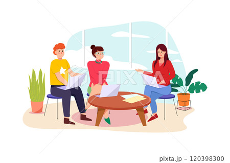 The female intern is giving a presentation about her business project. The female intern is giving a presentation about her business project. 120398300