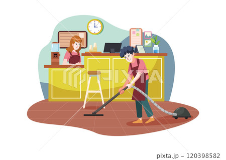 People working in a coffee shop People working in a coffee shop 120398582