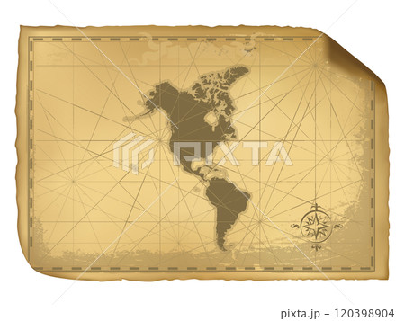 アメリカ大陸の古地図02＿ダークベージュ 120398904