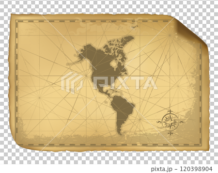 アメリカ大陸の古地図02＿ダークベージュ 120398904