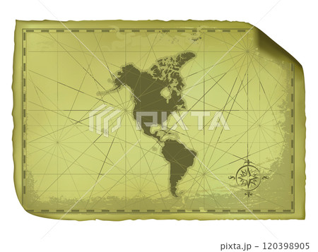 アメリカ大陸の古地図02＿ダークグリーン 120398905