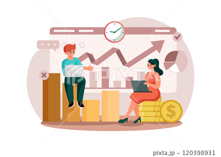 A couple earning profits from the stock market 120398931
