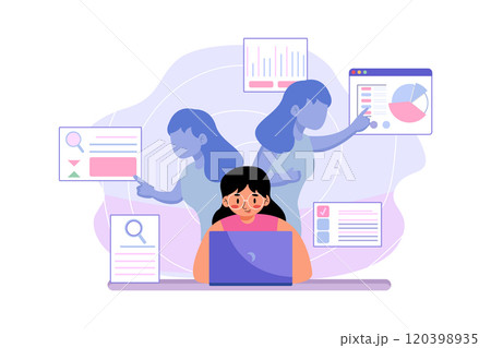 A girl searching information about stock market A girl searching information about stock market 120398935
