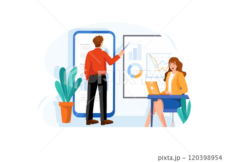 The businessman is teaching his colleagues. The businessman is teaching his colleagues. 120398954